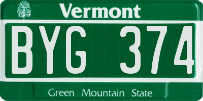 VT license plate BYG374