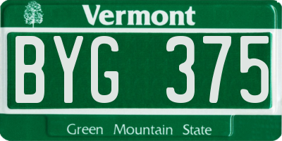 VT license plate BYG375