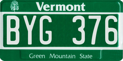 VT license plate BYG376