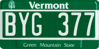 VT license plate BYG377