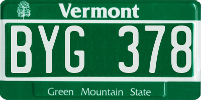 VT license plate BYG378