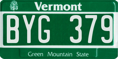 VT license plate BYG379