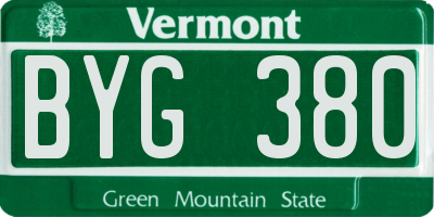 VT license plate BYG380