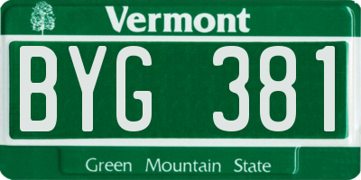 VT license plate BYG381