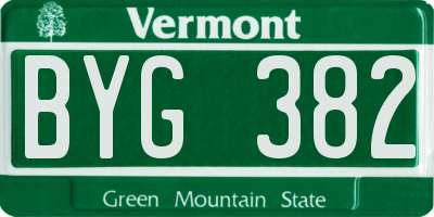 VT license plate BYG382