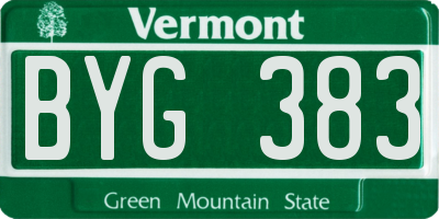 VT license plate BYG383