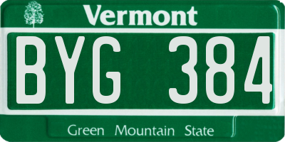 VT license plate BYG384