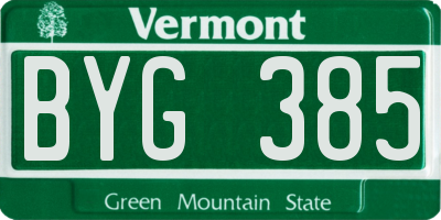 VT license plate BYG385