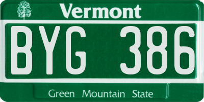 VT license plate BYG386