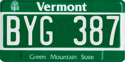 VT license plate BYG387