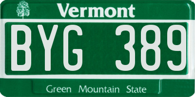 VT license plate BYG389