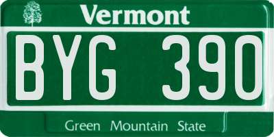 VT license plate BYG390