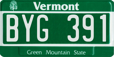 VT license plate BYG391