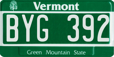 VT license plate BYG392