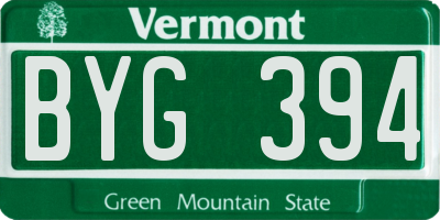 VT license plate BYG394
