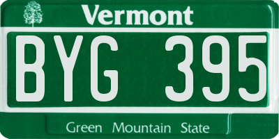 VT license plate BYG395