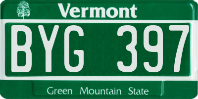 VT license plate BYG397