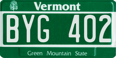 VT license plate BYG402