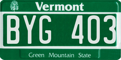 VT license plate BYG403