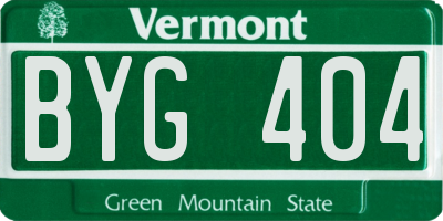 VT license plate BYG404