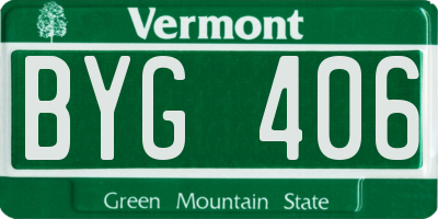 VT license plate BYG406