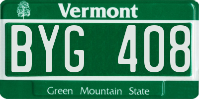VT license plate BYG408