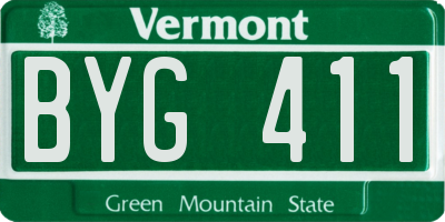 VT license plate BYG411
