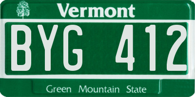 VT license plate BYG412