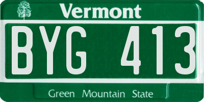 VT license plate BYG413
