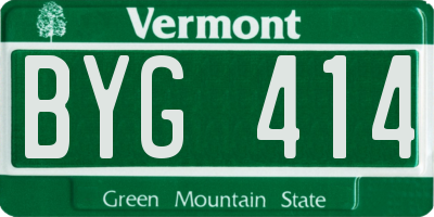 VT license plate BYG414
