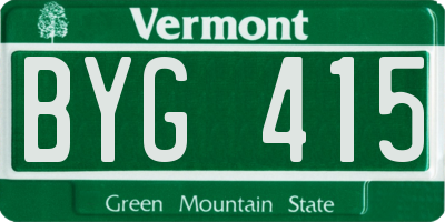 VT license plate BYG415