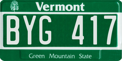 VT license plate BYG417