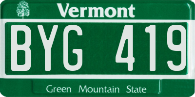 VT license plate BYG419
