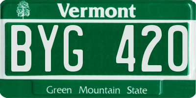 VT license plate BYG420