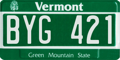 VT license plate BYG421