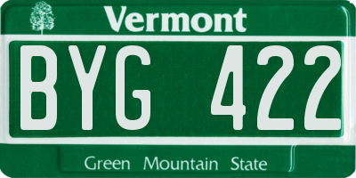 VT license plate BYG422