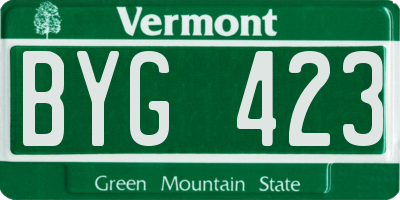 VT license plate BYG423