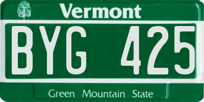 VT license plate BYG425