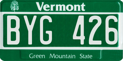VT license plate BYG426