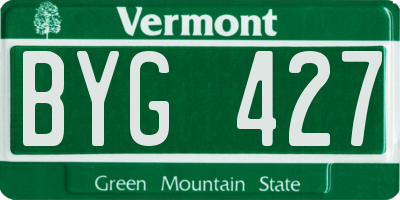 VT license plate BYG427