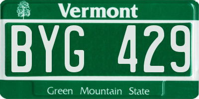 VT license plate BYG429
