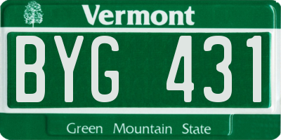 VT license plate BYG431
