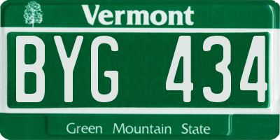 VT license plate BYG434