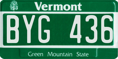 VT license plate BYG436