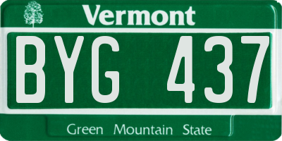 VT license plate BYG437
