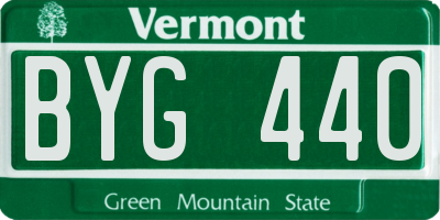 VT license plate BYG440