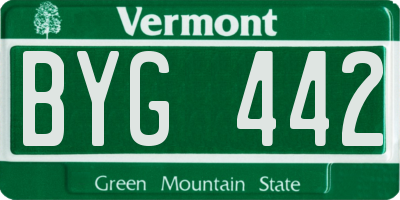 VT license plate BYG442