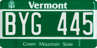 VT license plate BYG445