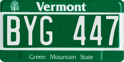 VT license plate BYG447