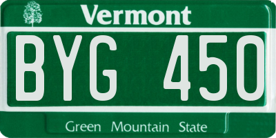 VT license plate BYG450